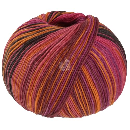 LANA GROSSA Meilenweit Seta Asia | Hochwertiges Sockengarn mit Seide | Handstrickgarn aus 55% Schurwolle (Merino), 25% Polyamid & 20% Seidenanteil | 100g Wolle zum Stricken & Häkeln, 420m Garn FB 3181 von Lana Grossa