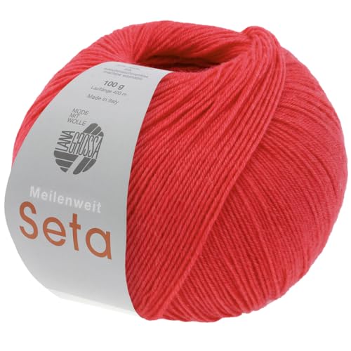 LANA GROSSA Meilenweit Seta | Hochwertiges Sockengarn mit Seidenanteil, waschmaschinenfest | Handstrickgarn 55% Schurwolle (Merino), Polyamid, & Seide | 100g Wolle zum Stricken & Häkeln | 400m Garn von Lana Grossa