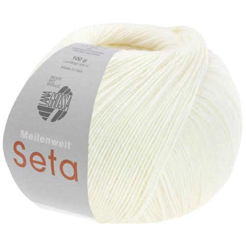 LANA GROSSA Meilenweit Seta | Sockengarn mit Seidenanteil, waschmaschinenfest | Handstrickgarn 55% Schurwolle (Merino), Polyamid, & Seide | 100g Wolle zum Stricken & Häkeln | 400m Garn FB24 von Lana Grossa