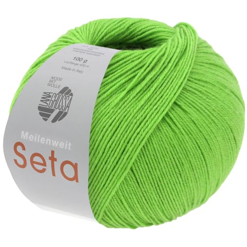 LANA GROSSA Meilenweit Seta | Sockengarn mit Seidenanteil, waschmaschinenfest | Handstrickgarn 55% Schurwolle (Merino), Polyamid, & Seide | 100g Wolle zum Stricken & Häkeln | 400m Garn FB42 von Lana Grossa