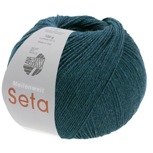LANA GROSSA Meilenweit Seta | Sockengarn mit Seidenanteil, waschmaschinenfest | Handstrickgarn 55% Schurwolle (Merino), Polyamid, & Seide | 100g Wolle zum Stricken & Häkeln | 400m Garn FB35 von Lana Grossa