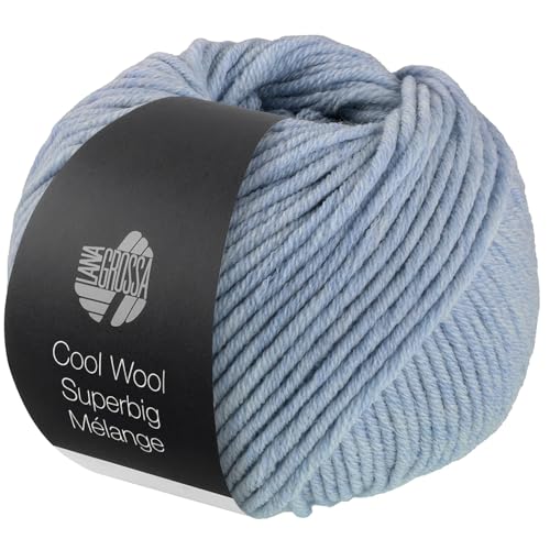 LANA GROSSA Meilenweit Superbig Melange | Extrafeine Merinowolle, waschmaschinenfest und filzfrei | Handstrickgarn aus 100% Schurwolle (extrafine) | 50g Wolle zum Stricken & Häkeln | 80m Garn FB 206 von Lana Grossa