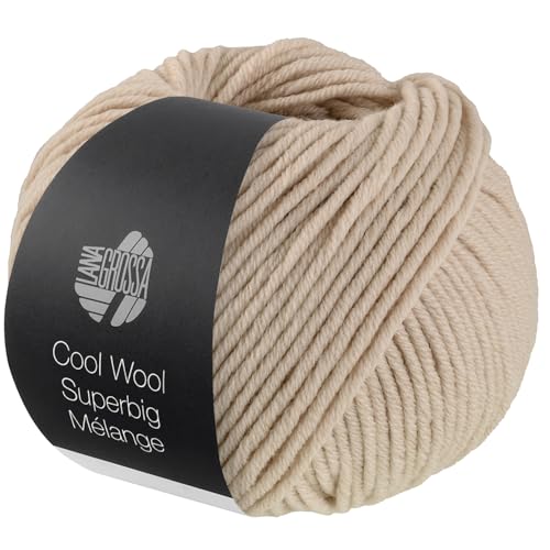 LANA GROSSA Meilenweit Superbig Melange | Extrafeine Merinowolle, waschmaschinenfest und filzfrei | Handstrickgarn aus 100% Schurwolle (extrafine) | 50g Wolle zum Stricken & Häkeln | 80m Garn FB 214 von Lana Grossa