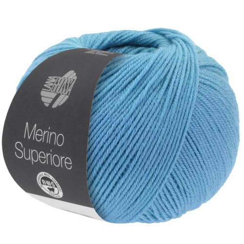 LANA GROSSA Merino Superiore | Pure, extrafeine Merinowolle waschmaschinenfest und filzfrei | Handstrickgarn aus 100% Schurwolle (Merino extrafein) | 50g Wolle zum Stricken & Häkeln | 180m Garn FB 47 von Lana Grossa