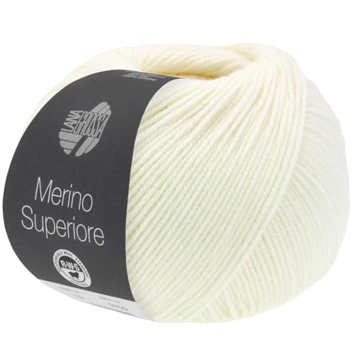 LANA GROSSA Merino Superiore | Pure, extrafeine Merinowolle waschmaschinenfest und filzfrei | Handstrickgarn aus 100% Schurwolle (Merino extrafein) | 50g Wolle zum Stricken & Häkeln | 180m Garn FB2 von Lana Grossa