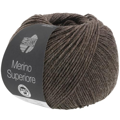 LANA GROSSA Merino Superiore | Pure, extrafeine Merinowolle waschmaschinenfest und filzfrei | Handstrickgarn aus 100% Schurwolle (Merino extrafein) | 50g Wolle zum Stricken & Häkeln | 180m Garn von Lana Grossa