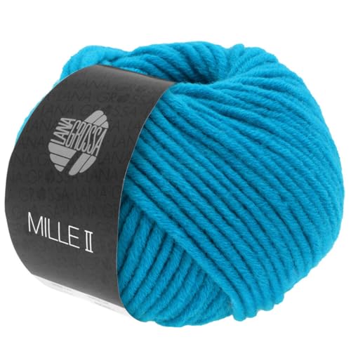 LANA GROSSA Mille II | Strapazierfähiges Mischgarn mit Merinowolle, waschmaschinenfest | Handstrickgarn aus 50% Schurwolle & 50% Acryl | 50g Wolle zum Stricken & Häkeln | 55m Garn FB62 von Lana Grossa