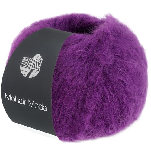 LANA GROSSA Mohair Moda | Klassisches Mohairgarn | Handstrickgarn aus 70% Mohair (Kid), 20% Schurwolle (Merino superfein) & 10% Polyamid | 50g Wolle zum Stricken & Häkeln | 140m Garn FB7 von Lana Grossa