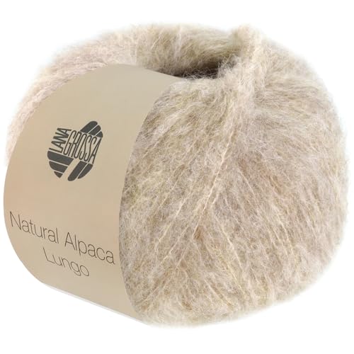 LANA GROSSA Natural Alpaca Lungo | Flauschgarn mit Baby Alpacafasern | Handstrickgarn aus 89% Alpaka (Baby) & 11% Polyamid | 50g Wolle zum Stricken & Häkeln | 190m Garn FB2 von Lana Grossa