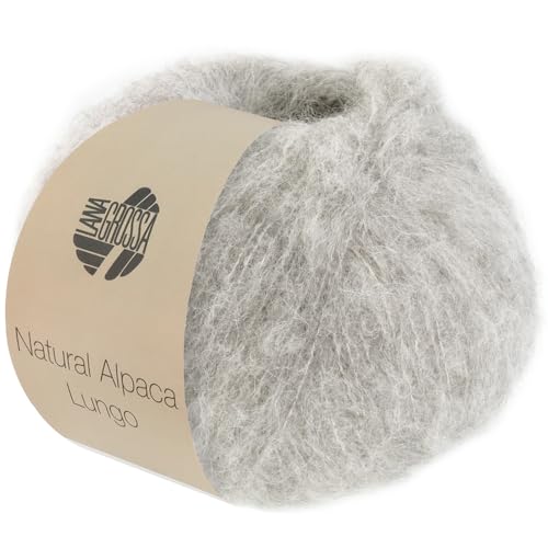 LANA GROSSA Natural Alpaca Lungo | Flauschgarn mit Baby Alpacafasern | Handstrickgarn aus 89% Alpaka (Baby) & 11% Polyamid | 50g Wolle zum Stricken & Häkeln | 190m Garn FB5 von Lana Grossa
