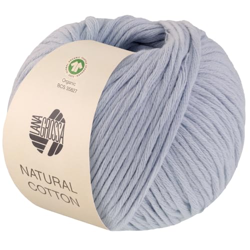 LANA GROSSA Natural Cotton Gots | Bio-Baumwollgarn in Millefili- Zwirnung | Handstrickgarn aus 100% Baumwolle (Bio) | 50g Wolle zum Stricken & Häkeln | 80m Garn von Lana Grossa