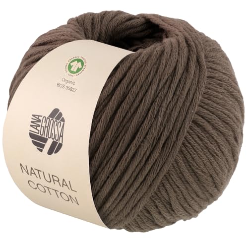LANA GROSSA Natural Cotton Gots | Bio-Baumwollgarn in Millefili- Zwirnung | Handstrickgarn aus 100% Baumwolle (Bio) | 50g Wolle zum Stricken & Häkeln | 80m Garn von Lana Grossa