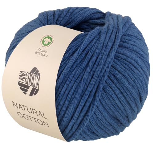 LANA GROSSA Natural Cotton Gots | Bio-Baumwollgarn in Millefili- Zwirnung | Handstrickgarn aus 100% Baumwolle (Bio) | 50g Wolle zum Stricken & Häkeln | 80m Garn von Lana Grossa