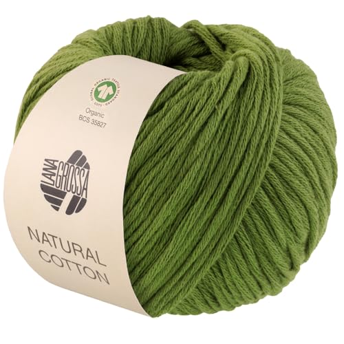 LANA GROSSA Natural Cotton Gots | Bio-Baumwollgarn in Millefili- Zwirnung | Handstrickgarn aus 100% Baumwolle (Bio) | 50g Wolle zum Stricken & Häkeln | 80m Garn von Lana Grossa