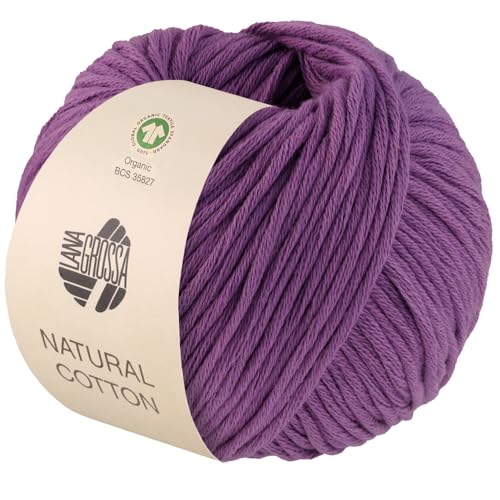 LANA GROSSA Natural Cotton Gots | Bio-Baumwollgarn in Millefili- Zwirnung | Handstrickgarn aus 100% Baumwolle (Bio) | 50g Wolle zum Stricken & Häkeln | 80m Garn von Lana Grossa