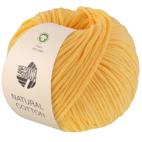 LANA GROSSA Natural Cotton Gots | Bio-Baumwollgarn in Millefili- Zwirnung | Handstrickgarn aus 100% Baumwolle (Bio) | 50g Wolle zum Stricken & Häkeln | 80m Garn von Lana Grossa