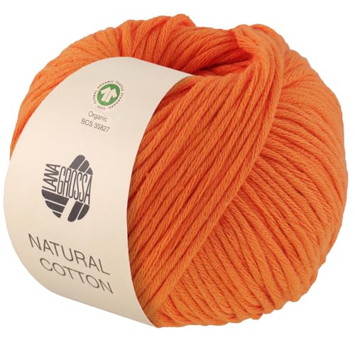 LANA GROSSA Natural Cotton Gots | Bio-Baumwollgarn in Millefili- Zwirnung | Handstrickgarn aus 100% Baumwolle (Bio) | 50g Wolle zum Stricken & Häkeln | 80m Garn von Lana Grossa