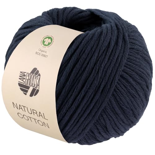LANA GROSSA Natural Cotton Gots | Bio-Baumwollgarn in Millefili- Zwirnung | Handstrickgarn aus 100% Baumwolle (Bio) | 50g Wolle zum Stricken & Häkeln | 80m Garn von Lana Grossa