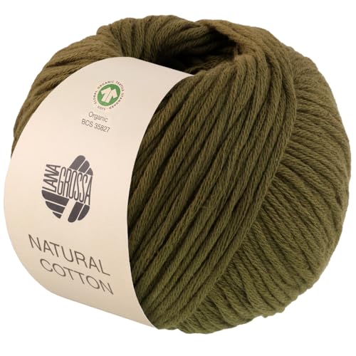 LANA GROSSA Natural Cotton Gots | Bio-Baumwollgarn in Millefili- Zwirnung | Handstrickgarn aus 100% Baumwolle (Bio) | 50g Wolle zum Stricken & Häkeln | 80m Garn von Lana Grossa