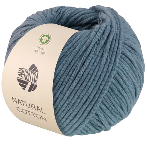 LANA GROSSA Natural Cotton Gots | Bio-Baumwollgarn in Millefili- Zwirnung | Handstrickgarn aus 100% Baumwolle (Bio) | 50g Wolle zum Stricken & Häkeln | 80m Garn von Lana Grossa