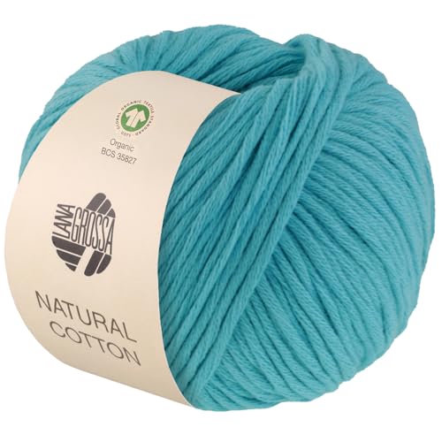 LANA GROSSA Natural Cotton Gots | Bio-Baumwollgarn in Millefili- Zwirnung | Handstrickgarn aus 100% Baumwolle (Bio) | 50g Wolle zum Stricken & Häkeln | 80m Garn von Lana Grossa