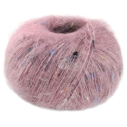 LANA GROSSA Natural Superkid Tweed | Feines Lace-Garn aus 60% Superkid Mohair mit 30% Seide, 7% Baumwolle, 3% Polyester und zarten Tweednoppen | 25g Wolle zum Stricken & Häkeln | 200m Garn FB621 von Lana Grossa
