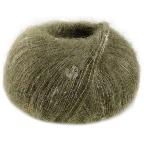 LANA GROSSA Natural Superkid Tweed | Feines Lace-Garn aus 60% Superkid Mohair mit 30% Seide, 7% Baumwolle, 3% Polyester und zarten Tweednoppen | 25g Wolle zum Stricken & Häkeln | 200m Garn FB616 von Lana Grossa