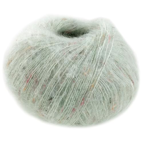 LANA GROSSA Natural Superkid Tweed | Feines Lace-Garn aus 60% Superkid Mohair mit 30% Seide, 7% Baumwolle, 3% Polyester und zarten Tweednoppen | 25g Wolle zum Stricken & Häkeln | 200m Garn FB617 von Lana Grossa
