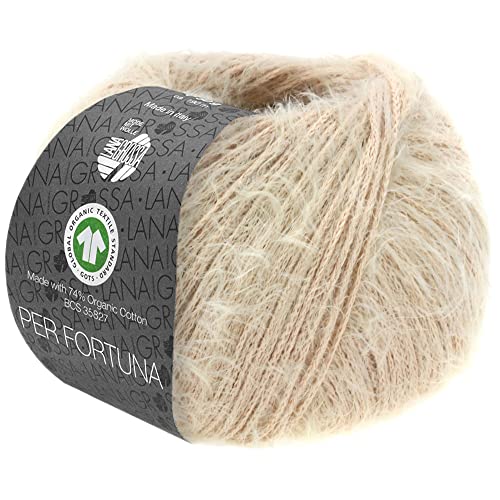 LANA GROSSA Per Fortuna GOTS | Leichtes Sommerflauschgarn mit Baumwolle | Handstrickgarn aus 74% Baumwolle (Bio) & 26% Polyamid | 50g Wolle zum Stricken & Häkeln | 190m Garn FB 30 von Lana Grossa