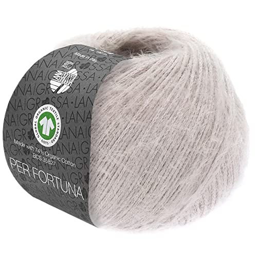 LANA GROSSA Per Fortuna GOTS | Leichtes Sommerflauschgarn mit Baumwolle | Handstrickgarn aus 74% Baumwolle (Bio) & 26% Polyamid | 50g Wolle zum Stricken & Häkeln | 190m Garn von Lana Grossa
