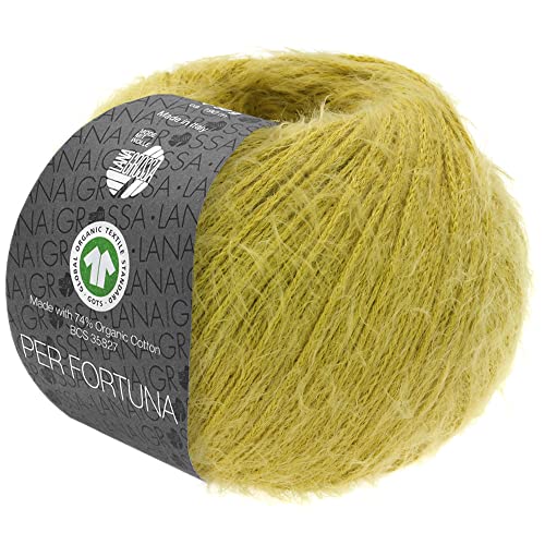 LANA GROSSA Per Fortuna GOTS | Leichtes Sommerflauschgarn mit Baumwolle | Handstrickgarn aus 74% Baumwolle (Bio) & 26% Polyamid | 50g Wolle zum Stricken & Häkeln | 190m Garn von Lana Grossa