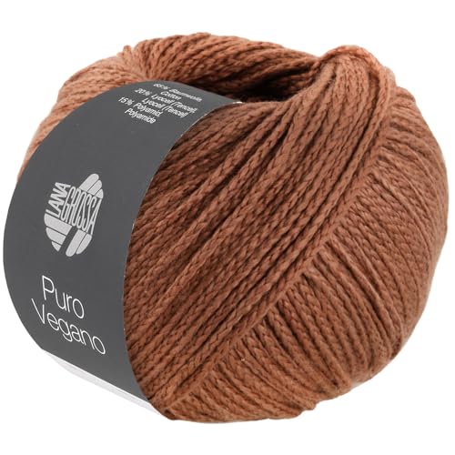 LANA GROSSA Puro Vegano | Kettgarnkonstruktion ohne tierische Fasern | Handstrickgarn aus 65% Baumwolle, 20% Lyocell (Tencel) & 15% Polyamid | 50g Wolle zum Stricken & Häkeln | 90m Garn FB 32 von Lana Grossa