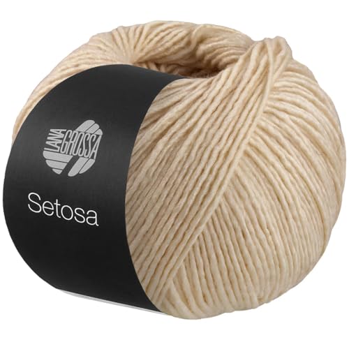 LANA GROSSA Setosa | Schimmerndes Dochtgarn aus Seide und Merinowolle | Handstrickgarn aus 65% Schurwolle (superfein) & 35% Seide | 50g Wolle zum Stricken & Häkeln | 150m Garn FB4 von Lana Grossa