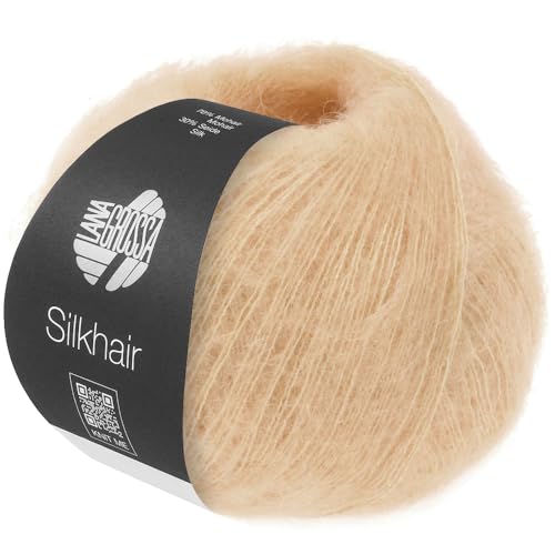 LANA GROSSA Silkhair | Feines Lace-Garn aus Superkid Mohair mit Seide | Handstrickgarn aus 70% Mohair (Superkid) & 30% Seide | 25g Wolle zum Stricken & Häkeln | 210m Garn FB 213 von Lana Grossa
