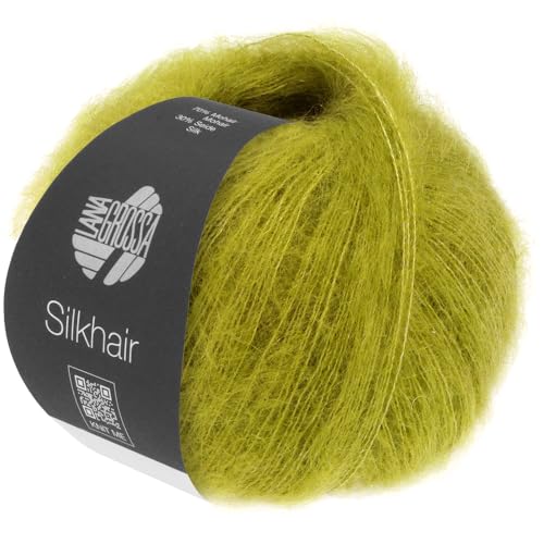 LANA GROSSA Silkhair | Feines Lace-Garn aus Superkid Mohair mit Seide | Handstrickgarn aus 70% Mohair (Superkid) & 30% Seide | 25g Wolle zum Stricken & Häkeln | 210m Garn FB 200 von Lana Grossa