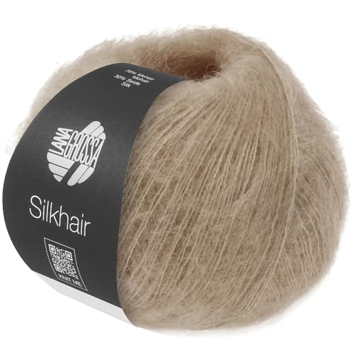LANA GROSSA Silkhair | Feines Lace-Garn aus Superkid Mohair mit Seide | Handstrickgarn aus 70% Mohair (Superkid) & 30% Seide | 25g Wolle zum Stricken & Häkeln | 210m Garn FB 220 von Lana Grossa