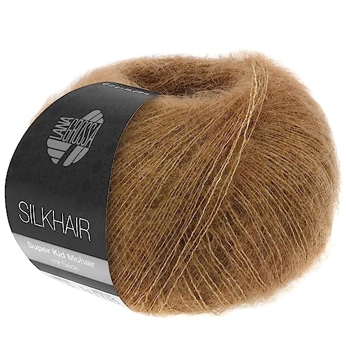 LANA GROSSA Silkhair | Feines Lace-Garn aus Superkid Mohair mit Seide | Handstrickgarn aus 70% Mohair (Superkid) & 30% Seide | 25g Wolle zum Stricken & Häkeln | 210m Garn von Lana Grossa
