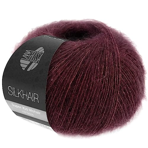 LANA GROSSA Silkhair | Feines Lace-Garn aus Superkid Mohair mit Seide | Handstrickgarn aus 70% Mohair (Superkid) & 30% Seide | 25g Wolle zum Stricken & Häkeln | 210m Garn von Lana Grossa