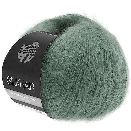 LANA GROSSA Silkhair | Feines Lace-Garn aus Superkid Mohair mit Seide | Handstrickgarn aus 70% Mohair (Superkid) & 30% Seide | 25g Wolle zum Stricken & Häkeln | 210m Garn von Lana Grossa