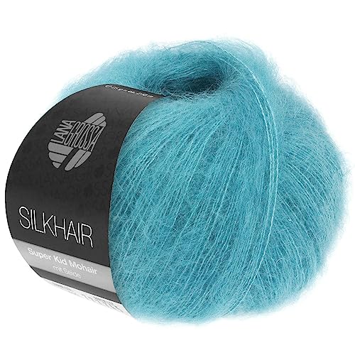 LANA GROSSA Silkhair | Feines Lace-Garn aus Superkid Mohair mit Seide | Handstrickgarn aus 70% Mohair (Superkid) & 30% Seide | 25g Wolle zum Stricken & Häkeln | 210m Garn von Lana Grossa