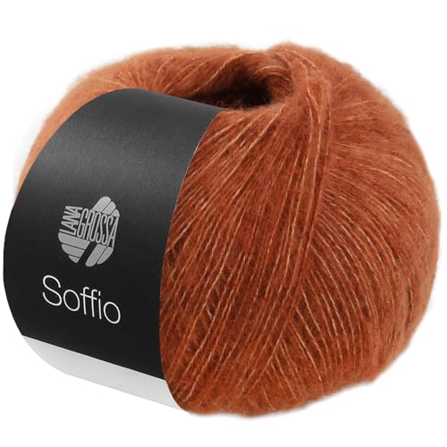 LANA GROSSA Soffio | Flauschiges Lace-Garn aus Merino- & Baumwolle mit 10% Kaschmir | Handstrickgarn aus 60% Schurwolle (Merino superfein), 30% Baumwolle (Bio) | 25g zum Stricken | 212m Garn FB 4 von Lana Grossa