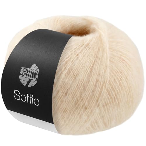 LANA GROSSA Soffio | Flauschiges Lace-Garn aus Merino- & Baumwolle mit 10% Kaschmir | Handstrickgarn aus 60% Schurwolle (Merino superfein), 30% Baumwolle (Bio) | 25g zum Stricken | 212m Garn FB 17 von Lana Grossa