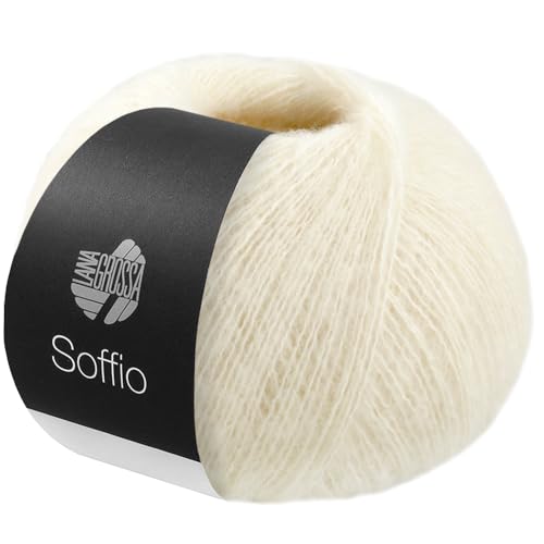 LANA GROSSA Soffio | Flauschiges Lace-Garn aus Merino- & Baumwolle mit 10% Kaschmir | Handstrickgarn aus 60% Schurwolle (Merino superfein), 30% Baumwolle (Bio) | 25g Wolle zum Stricken | 212m Garn von Lana Grossa
