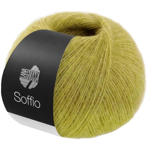 LANA GROSSA Soffio | Flauschiges Lace-Garn aus Merino- & Baumwolle mit 10% Kaschmir | Handstrickgarn aus 60% Schurwolle (Merino superfein), 30% Baumwolle (Bio) | 25g zum Stricken | 212m Garn FB 8 von Lana Grossa