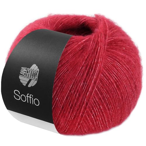 LANA GROSSA Soffio | Flauschiges Lace-Garn aus Merino- & Baumwolle mit 10% Kaschmir | Handstrickgarn aus 60% Schurwolle (Merino superfein), 30% Baumwolle (Bio) | 25g zum Stricken | 212m Garn FB 3 von Lana Grossa