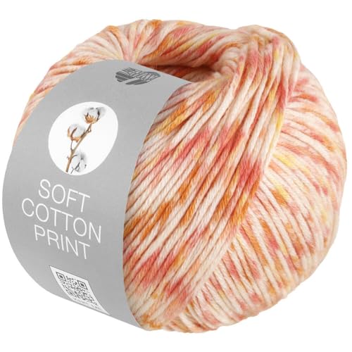 LANA GROSSA Soft Cotton Print | Weiches Baumwollgarn mit modernem Mikrofaseranteil | Handstrickgarn aus 70% Baumwolle & 30% Polyacryl | 50g Wolle zum Stricken & Häkeln | 140m Garn LANA GROSSA Soft Cotton Print | Weiches Baumwollgarn mit modernem Mikrofaseranteil | Handstrickgarn aus 70% Baumwolle & 30% Polyacryl | 50g Wolle zum Stricken & Häkeln | 140m Garn von Lana Grossa