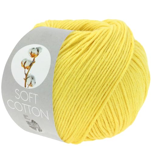 LANA GROSSA Soft Cotton | Weiches Baumwollgarn mit modernem Mikrofaseranteil | Handstrickgarn aus 70% Baumwolle & 30% Polyacryl | 50g Wolle zum Stricken & Häkeln | 140m Garn FB35 von Lana Grossa