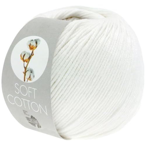 LANA GROSSA Soft Cotton | Weiches Baumwollgarn mit modernem Mikrofaseranteil | Handstrickgarn aus 70% Baumwolle & 30% Polyacryl | 50g Wolle zum Stricken & Häkeln | 140m Garn von Lana Grossa