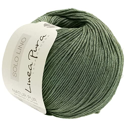 LANA GROSSA Solo Lino | Leinen-Look | Handstrickgarn aus 80% Leinen Viskose & 20% Leinen | 50g Wolle zum Stricken & Häkeln | 120m Garn FB20 von Lana Grossa