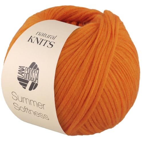 LANA GROSSA Summer Softness | Zartes Baumwollschlauchgarn, voluminös gefüllt mit flauschigen Merinofasern | Handstrickgarn aus 80% Baumwolle (Bio) & 20% Schurwolle | 50g / 130m FB12 von Lana Grossa